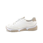 Бели спортни дамски обувки, здрава еко-кожа - ежедневни обувки за пролетта и лятото N 100025297
