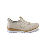 Бежови спортни дамски обувки, здрава еко-кожа - всекидневни обувки за пролетта и лятото N 100025298