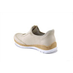 Бежови спортни дамски обувки, здрава еко-кожа - всекидневни обувки за пролетта и лятото N 100025298