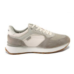 Бежови мъжки маратонки, еко-кожа и текстилна материя - спортни обувки за пролетта и лятото N 100025308