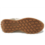 Бежови мъжки маратонки, еко-кожа и текстилна материя - спортни обувки за пролетта и лятото N 100025308