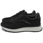 Черни мъжки маратонки, еко-кожа и текстилна материя - спортни обувки за пролетта и лятото N 100025309