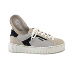 Бежови спортни дамски обувки, еко-кожа и текстилна материя - спортни обувки за пролетта и лятото N 100025311