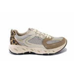 Бежови дамски маратонки, еко-кожа и текстилна материя - спортни обувки за лятото N 100025314