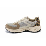 Бежови дамски маратонки, еко-кожа и текстилна материя - спортни обувки за лятото N 100025314
