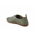 Зелени дамски обувки с равна подметка, естествена кожа - ежедневни обувки за пролетта и лятото N 100025315