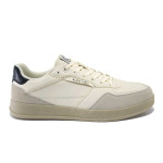 Бежови мъжки маратонки, здрава еко-кожа - спортни кецове за пролетта и лятото N 100025322