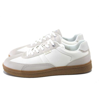 Бели мъжки маратонки, еко-кожа и текстилна материя - всекидневни обувки за пролетта и лятото N 100025328