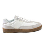 Бели мъжки маратонки, еко-кожа и текстилна материя - всекидневни обувки за пролетта и лятото N 100025328