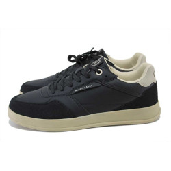 Черни мъжки маратонки, здрава еко-кожа - всекидневни обувки за пролетта и лятото N 100025329