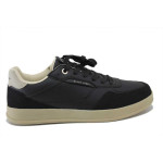 Черни мъжки маратонки, здрава еко-кожа - всекидневни обувки за пролетта и лятото N 100025329