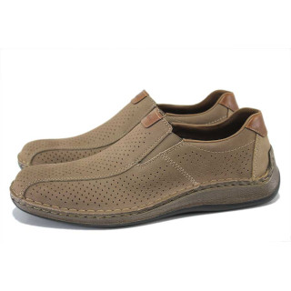 Кафяви мъжки обувки, естествена кожа перфорирана - всекидневни обувки за пролетта и лятото N 100025330