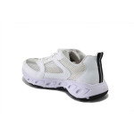 Бели дамски маратонки, еко-кожа и текстилна материя - спортни обувки за пролетта и лятото N 100025336