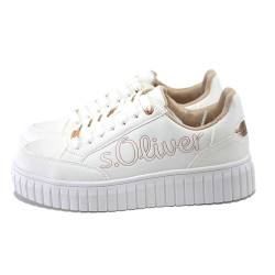 Бели дамски кецове, здрава еко-кожа - ежедневни обувки за пролетта и лятото N 100025338