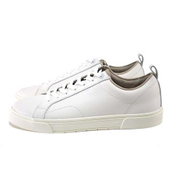 Бели мъжки маратонки, естествена кожа - всекидневни обувки за пролетта и лятото N 100025364