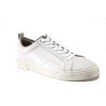 Бели мъжки маратонки, естествена кожа - всекидневни обувки за пролетта и лятото N 100025364