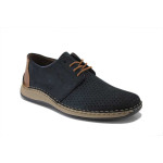 Сини мъжки обувки, естествена кожа перфорирана - всекидневни обувки за пролетта и лятото N 100025401