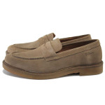 Кафяви мъжки обувки, естествен набук - всекидневни обувки за пролетта и лятото N 100025403