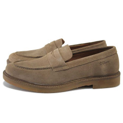 Кафяви мъжки обувки, естествен набук - всекидневни обувки за пролетта и лятото N 100025403