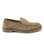 Кафяви мъжки обувки, естествен набук - всекидневни обувки за пролетта и лятото N 100025403