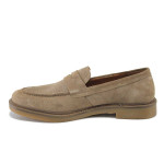 Кафяви мъжки обувки, естествен набук - всекидневни обувки за пролетта и лятото N 100025403