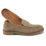 Кафяви мъжки обувки, естествен набук - всекидневни обувки за пролетта и лятото N 100025403