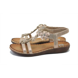 Бежови дамски сандали, здрава еко-кожа - всекидневни обувки за лятото N 100025404