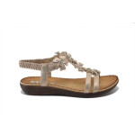 Бежови дамски сандали, здрава еко-кожа - всекидневни обувки за лятото N 100025404