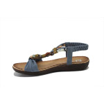 Сини дамски сандали, еко-кожа и текстилна материя - ежедневни обувки за лятото N 100025405