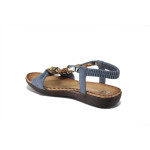 Сини дамски сандали, еко-кожа и текстилна материя - ежедневни обувки за лятото N 100025405