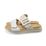 Бели дамски чехли, естествена кожа и еко-кожа - всекидневни обувки за лятото N 100025406