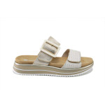 Бели дамски чехли, естествена кожа и еко-кожа - всекидневни обувки за лятото N 100025406