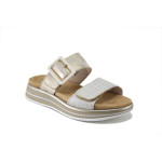 Бели дамски чехли, естествена кожа и еко-кожа - всекидневни обувки за лятото N 100025406