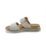 Бели дамски чехли, естествена кожа и еко-кожа - всекидневни обувки за лятото N 100025406