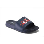 Сини джапанки, pvc материя и текстилна материя - всекидневни обувки за целогодишно ползване N 100025407