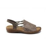 Бежови дамски сандали, здрава еко-кожа - всекидневни обувки за пролетта и лятото N 100025411