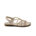 Бежови дамски сандали, здрава еко-кожа - ежедневни обувки за лятото N 100025416