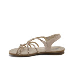 Бежови дамски сандали, здрава еко-кожа - ежедневни обувки за лятото N 100025416