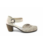 Бежови дамски обувки със среден ток, естествена кожа - всекидневни обувки за пролетта и лятото N 100025417