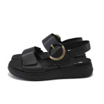 Черни дамски сандали, естествена кожа - всекидневни обувки за лятото N 100025422