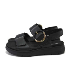 Черни дамски сандали, естествена кожа - всекидневни обувки за лятото N 100025422