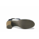 Сини дамски обувки със среден ток, естествена кожа перфорирана - ежедневни обувки за пролетта и лятото N 100025421