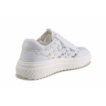 Бели спортни дамски обувки, естествена кожа и текстилна материя - спортни обувки за пролетта и лятото N 100025426