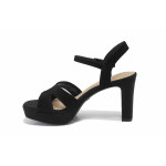 Черни дамски сандали, естествен набук - официални обувки за пролетта и лятото N 100025427