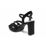 Черни дамски сандали, естествен набук - официални обувки за пролетта и лятото N 100025427