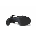 Черни дамски сандали, естествен набук - официални обувки за пролетта и лятото N 100025427