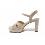 Бежови дамски сандали, естествен набук - елегантни обувки за пролетта и лятото N 100025428