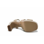 Бежови дамски сандали, естествен набук - елегантни обувки за пролетта и лятото N 100025428