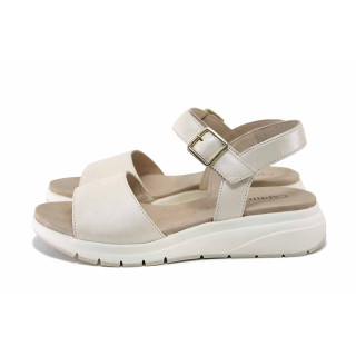 Бежови дамски сандали, естествена кожа - всекидневни обувки за пролетта и лятото N 100025431