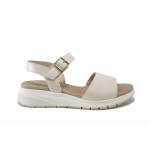 Бежови дамски сандали, естествена кожа - всекидневни обувки за пролетта и лятото N 100025431